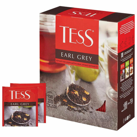 

Чай в пакетиках черный TESS Earl Grey, 100шт.x1.8г, бергамот, лайм, апельсин (1251-09), Earl Grey