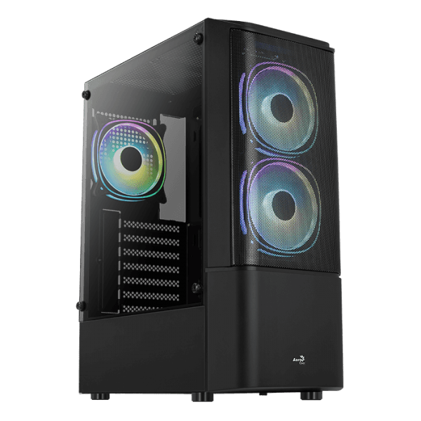 Корпус AeroCool Quantum Mesh-G-BK-v2, ATX, Midi-Tower, 2xUSB 3.0, RGB подсветка, черный, без БП (4710562758573)