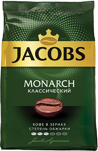 Кофе в зернах Jacobs Monarch 800г, средняя обжарка, смесь арабики и робусты (4251757)