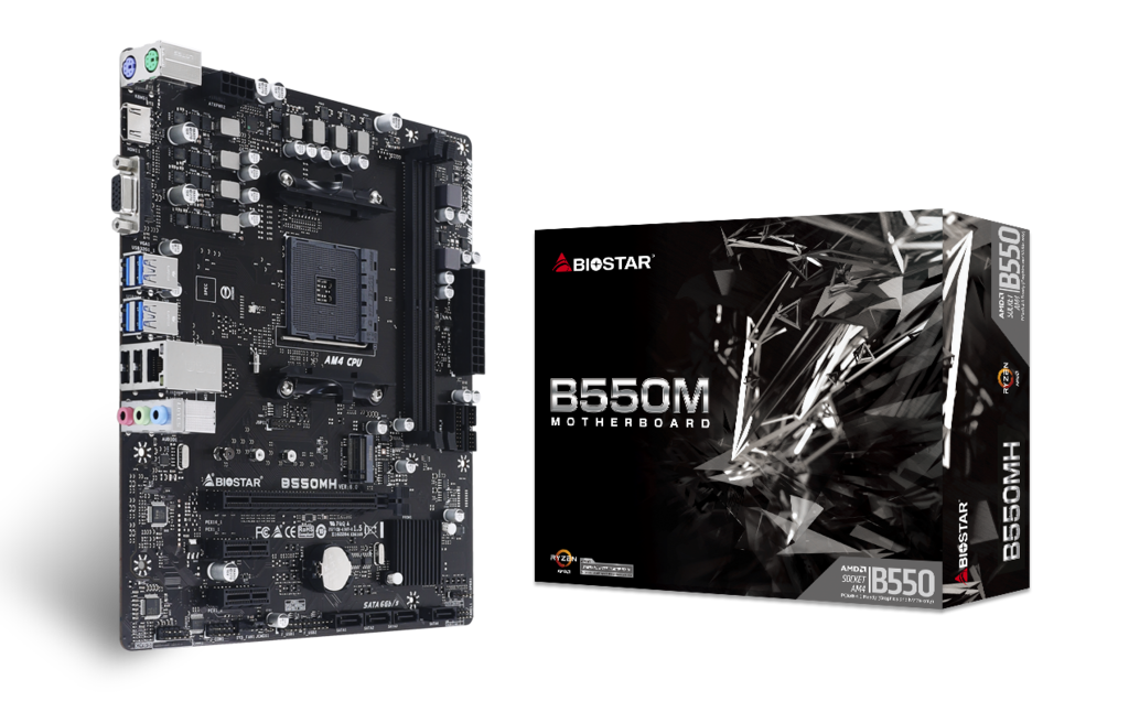 

Материнская плата Biostar B550MH, SocketAM4, AMD B550, 2xDDR4, PCI-Ex16, 4SATA3, 7.1-ch, GLAN, 8 USB 3.2, VGA, HDMI, mATX, Retail, B550MH