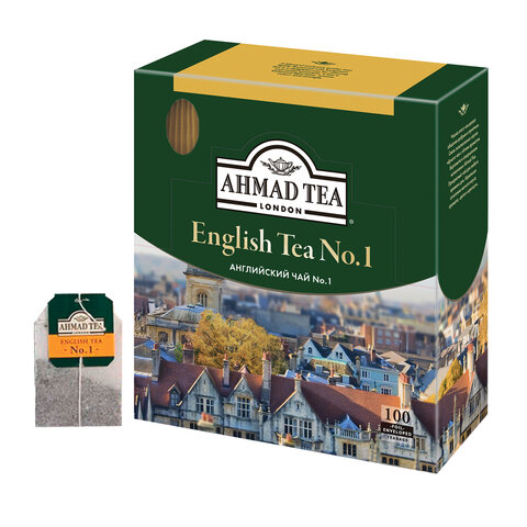 Чай в пакетиках черный AHMAD English Tea №1, 100шт.x2г, бергамот (598-012)
