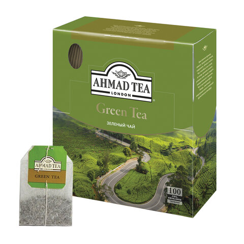 Чай в пакетиках зеленый AHMAD Green Tea, 100шт.x2г (478i-08)