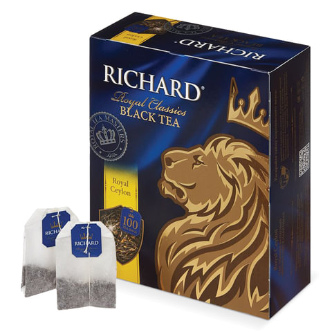Чай в пакетиках черный RICHARD Royal Ceylon, 100шт.x2г (610601)