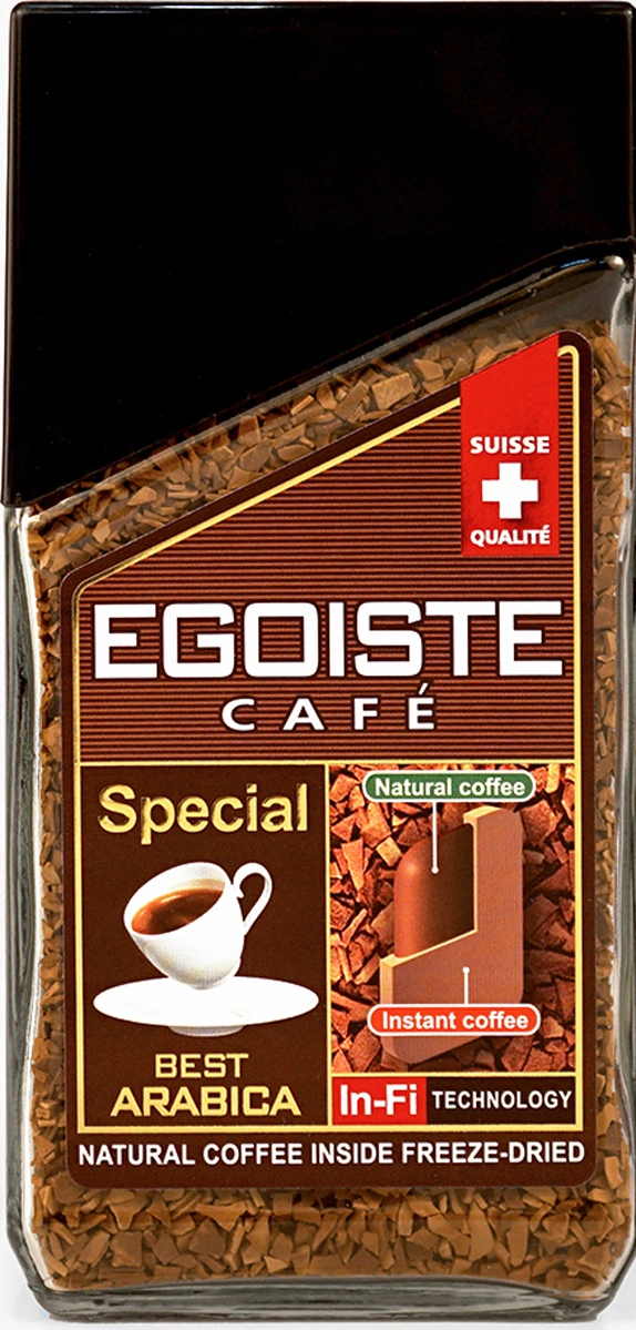 

Кофе растворимый EGOISTE Special 100 г, стеклянная банка, молотый в растворимом, сублимированный (8606), Special