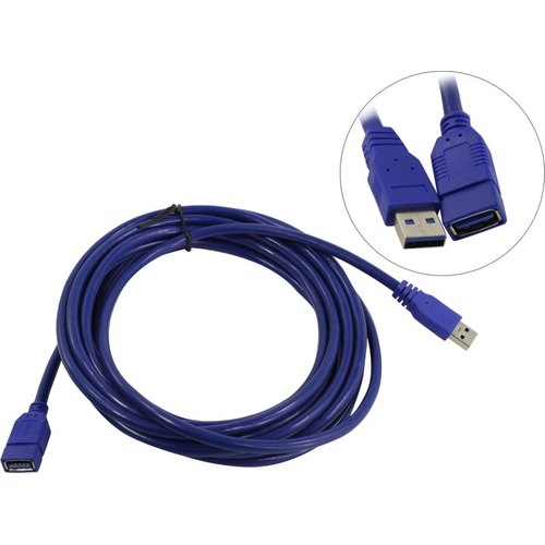 

Кабель-удлинитель USB 3.0(Am)-USB 3.0(Af), экранированный, 5м, синий Telecom (TUS706-5M)