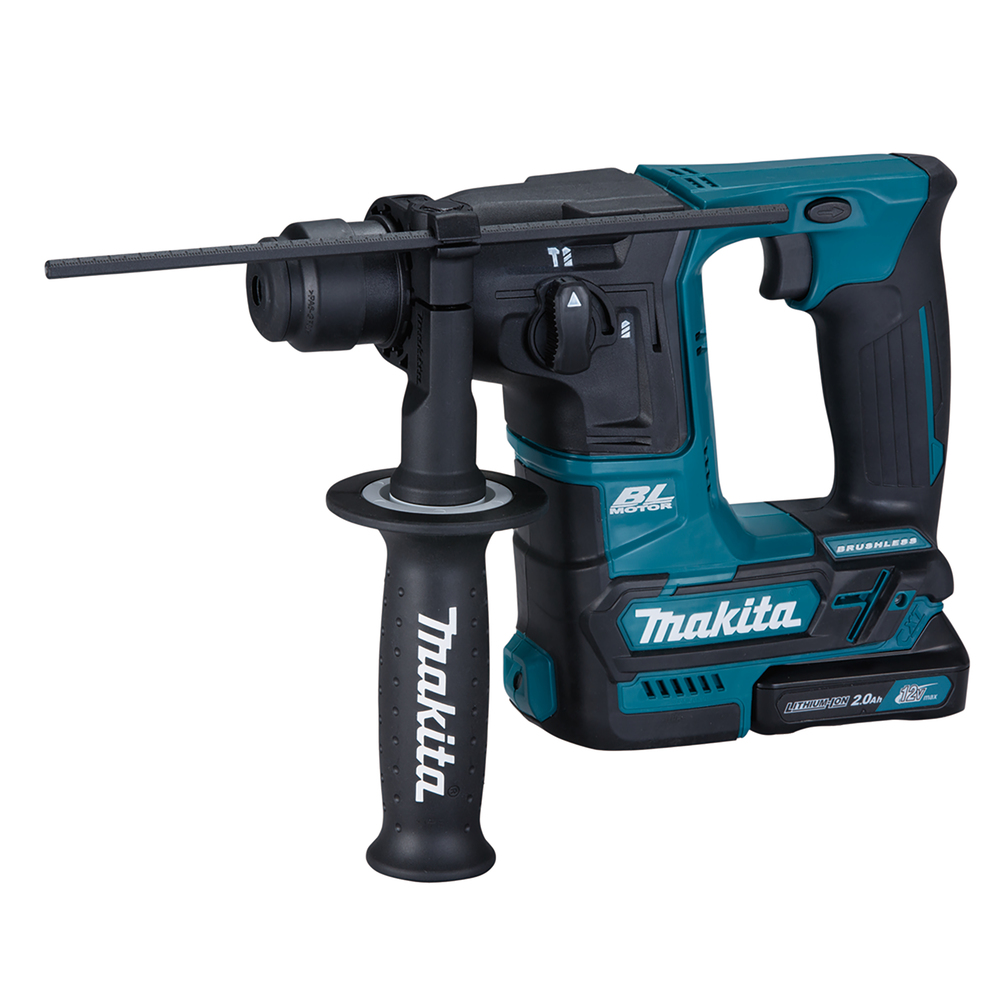 Перфоратор Makita HR166DWAJ, аккумуляторный, SDS-Plus, 1.1 Дж, 680 об/мин, 4800 уд/мин, 12V, 2 А·ч, Li-Ion, кейс, 1.8кг (0088381838467) 2акб+З/У