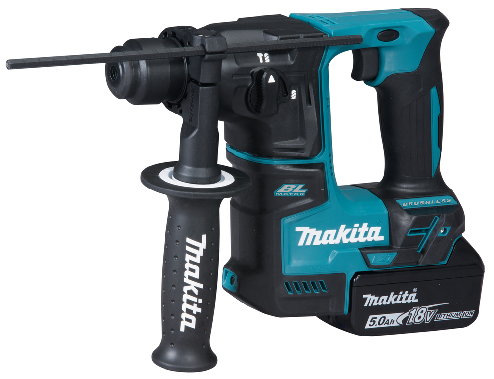 

Перфоратор Makita DHR171RTJ, аккумуляторный, SDS-Plus, 1.2 Дж, 680 об/мин, 4800 уд/мин, 18V, 5 А·ч, Li-Ion, два акб, кейс, 2.1кг 2акб+З/У, DHR171RTJ