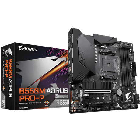 

Материнская плата GIGABYTE B550M AORUS PRO-P, SocketAM4, AMD B550, 4xDDR4, 2PCI-Ex16, 4SATA3, 7.1-ch, 2.5GLAN, 7USB 3.2, USB Type-C, HDMI, DisplayPort, mATX, Retail, B550M AORUS PRO-P
