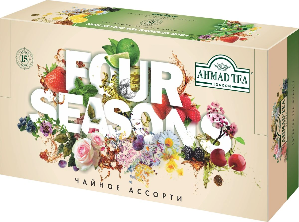 

Чай в пакетиках черный/зеленый AHMAD Four Seasons, 90шт.x1.8г, ассорти (N060S), Four Seasons