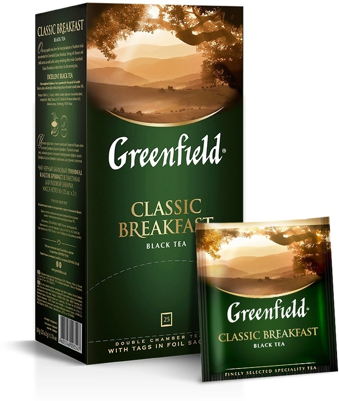 

Чай в пакетиках черный Greenfield Classic Breakfast, 25шт.x2г (0354-10), Classic Breakfast