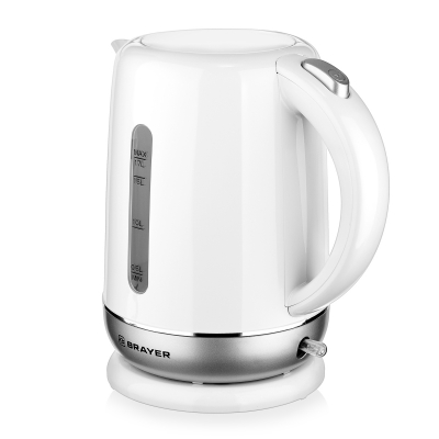 

Чайник электрический BRAYER BR1011 1.7л. 2.2 кВт, термостойкий пластик, белый/серебристый, BR1011