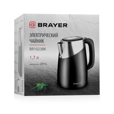 

Чайник BRAYER BR1023BK 1.7л. 2150Вт, закрытая спираль, нержавеющая сталь, серебристый/черный, BR1023BK