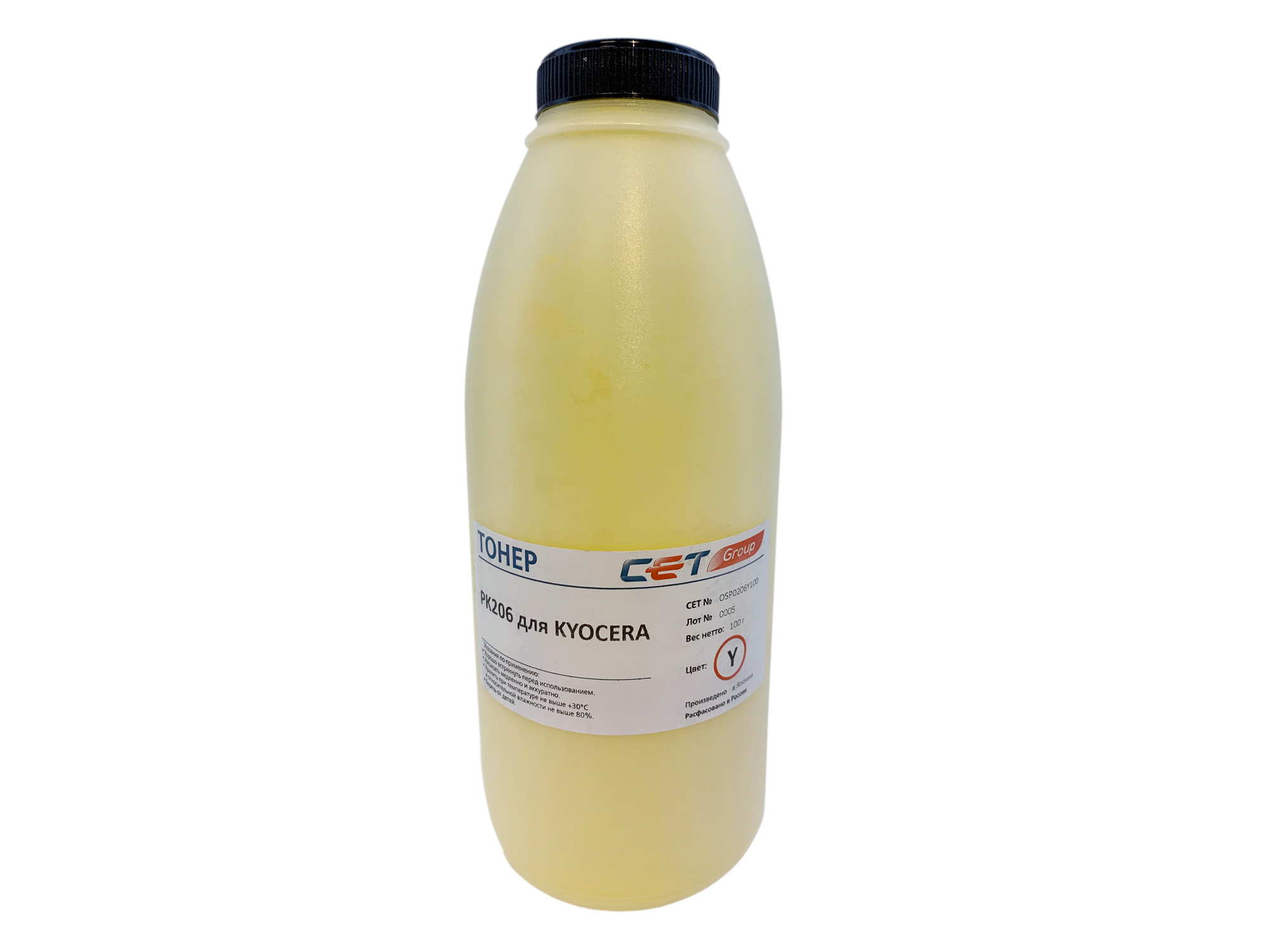 

Тонер CET PK206, бутыль 100 г, желтый, совместимый для Kyocera ECOSYS M6035cidn, ECOSYS M6535cidn, ECOSYS P6035cdn, ECOSYS P7040cdn, ECOSYS M6030cdn, ECOSYS M6530cdn, ECOSYS P6130cdn (OSP0206Y-100), PK206