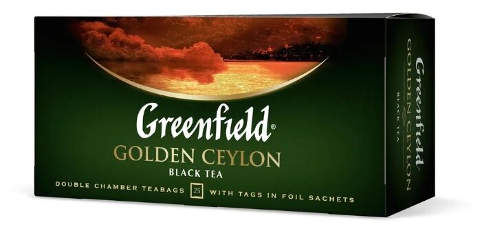 

Чай в пакетиках черный Greenfield Golden Ceylon, 25шт.x2г (0352-10), Golden Ceylon