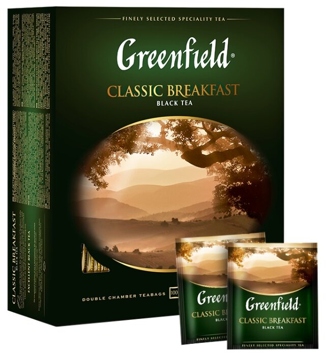 

Чай в пакетиках черный Greenfield Classic Breakfast, 100шт.x2г (0582), Classic Breakfast