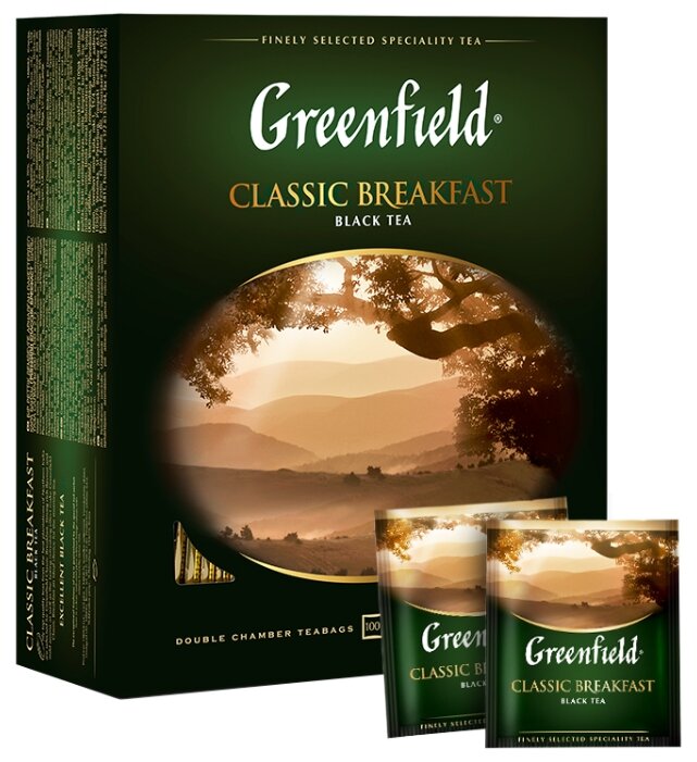 Чай в пакетиках черный Greenfield Classic Breakfast, 100шт.x2г (0582)