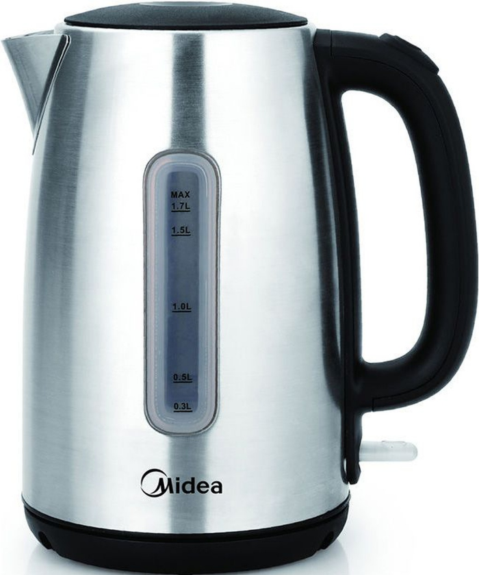 

Чайник Midea MK-8028 1.7л. 2200Вт, закрытая спираль, нержавеющая сталь, серебристый/черный, MK-8028