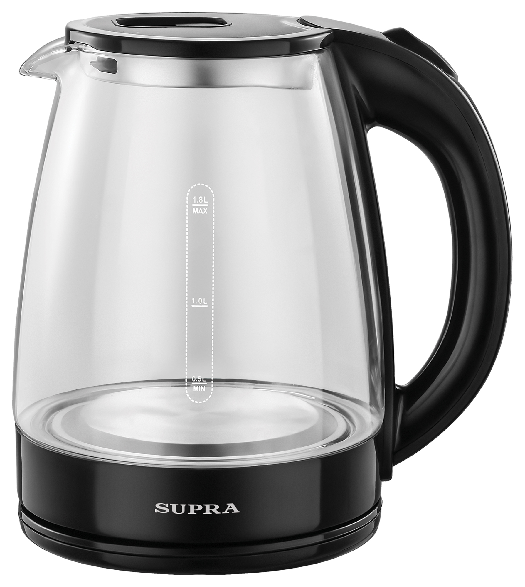 Чайник электрический SUPRA KES-1870G 1.8л. 1.5 кВт, стекло/пластик, серебристый/черный