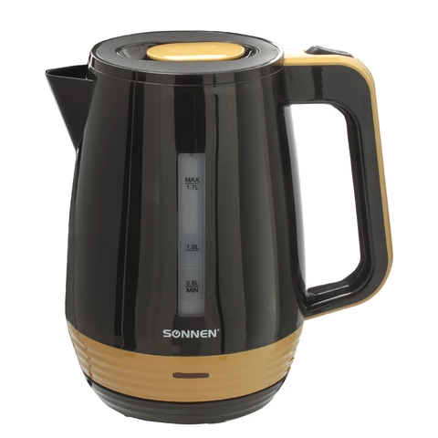 

Чайник SONNEN KT-1776 1.7л. 2200Вт, закрытая спираль, -, черный/горчичный (453418), KT-1776