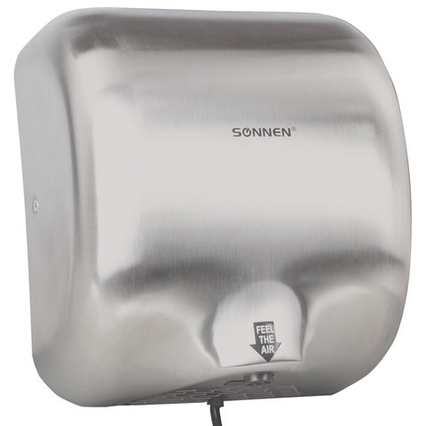 

Сушилка для рук Sonnen HD-999, 1.8кВт, 32 м/с, автовключение, антивандальная, Хром (604746), HD-999