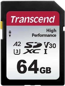 Карта памяти 64Gb SDXC Transcend 330S Class 10 UHS-I U3 V30 A2