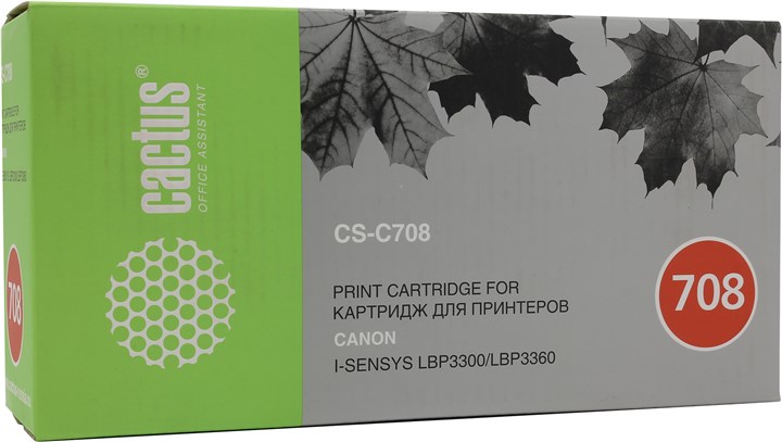 

Картридж лазерный Cactus CS-C708 (708), черный, 2500 страниц, совместимый, для Canon LBP-3300 / 3360 плохая упаковка, CS-C708