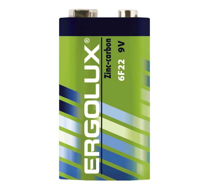 Батарейка Ergolux 6F22 SR-1, крона (6LR61/6LF22/1604A/1604S/6F22), 9V, 1 шт