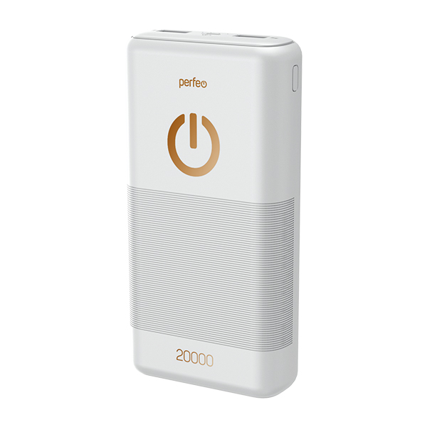 Портативный аккумулятор (Powerbank) Perfeo Splash, 20000mAh, 2xUSB, 2.1A, белый (PF_B4299) - фото 1