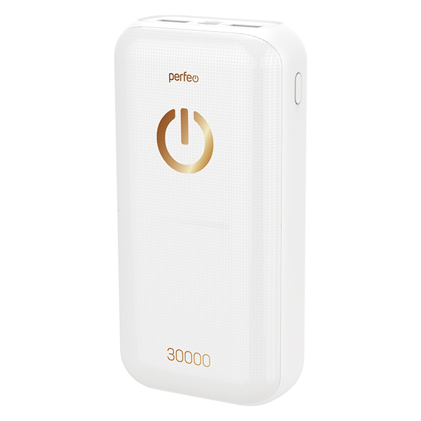 

Портативный аккумулятор (Powerbank) Perfeo Splash, 30000mAh, 2xUSB, 2.1A, Type-C, белый (PF_B4301), Splash