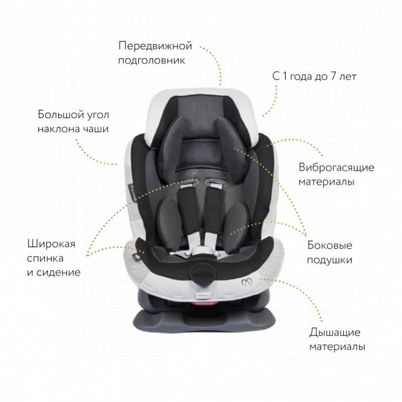 Автокресло детское AILEBEBE Swing Moon Premium 1/2(9-25кг), 70-120, черно-серое (ALC460E), цвет черный/серый