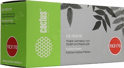 Картридж лазерный Cactus CS-TK3170 (TK-3170/1T02T80NL0), черный, 15500 страниц, совместимый, для Kyocera Ecosys P3050dn/P3055dn/P3060dn плохая упаковка