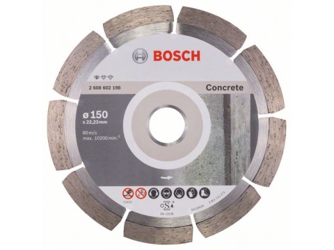 

Диск отрезной алмазный BOSCH Standard for Concrete ⌀15 см x 2 мм x 2.22 см, прямой, бетон, 1 шт. (2608602198), Standard for Concrete