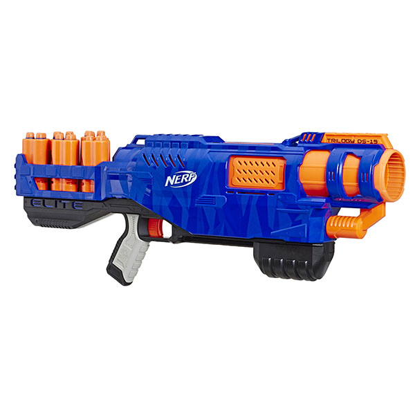 

Игровой набор Hasbro "Бластер Nerf Trilogy DS-15", бластер, 5 снарядов, 15 дротиков, синий (E2853), "Бластер Nerf Trilogy DS-15"