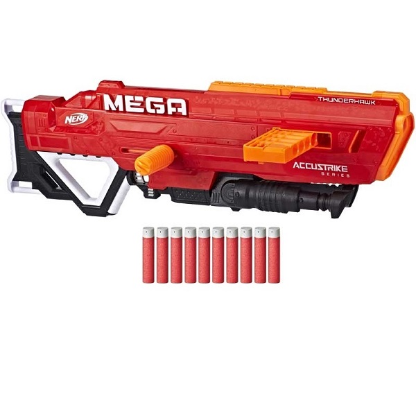 

Игровой набор Hasbro "Бластер Nerf N-Strike Mega Thunderhawk", бластер, 10 стрел, красный (E0440), "Бластер Nerf N-Strike Mega Thunderhawk"
