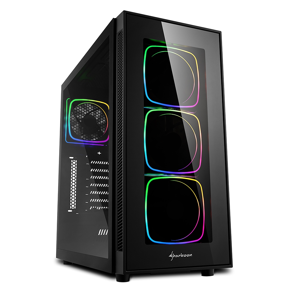 Корпус Sharkoon TG6 RGB, ATX, Midi-Tower, 2xUSB 3.0, черный, Без БП плохая упаковка