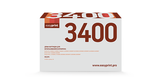 

Драм-картридж (фотобарабан) лазерный EasyPrint DB-3400 (DR-3400), 50000 страниц, совместимый, для Brother HL-L5000/5200/ DCP-L5500/MFC-L5700/6800, DB-3400