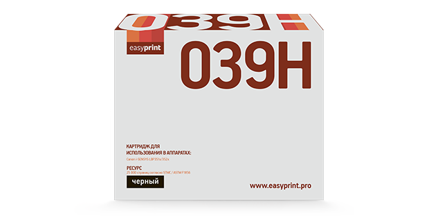 

Картридж лазерный EasyPrint LC-039H (039HBK/0288C001), черный, 25000 страниц, совместимый для Canon i-SENSYS LBP351x/352x