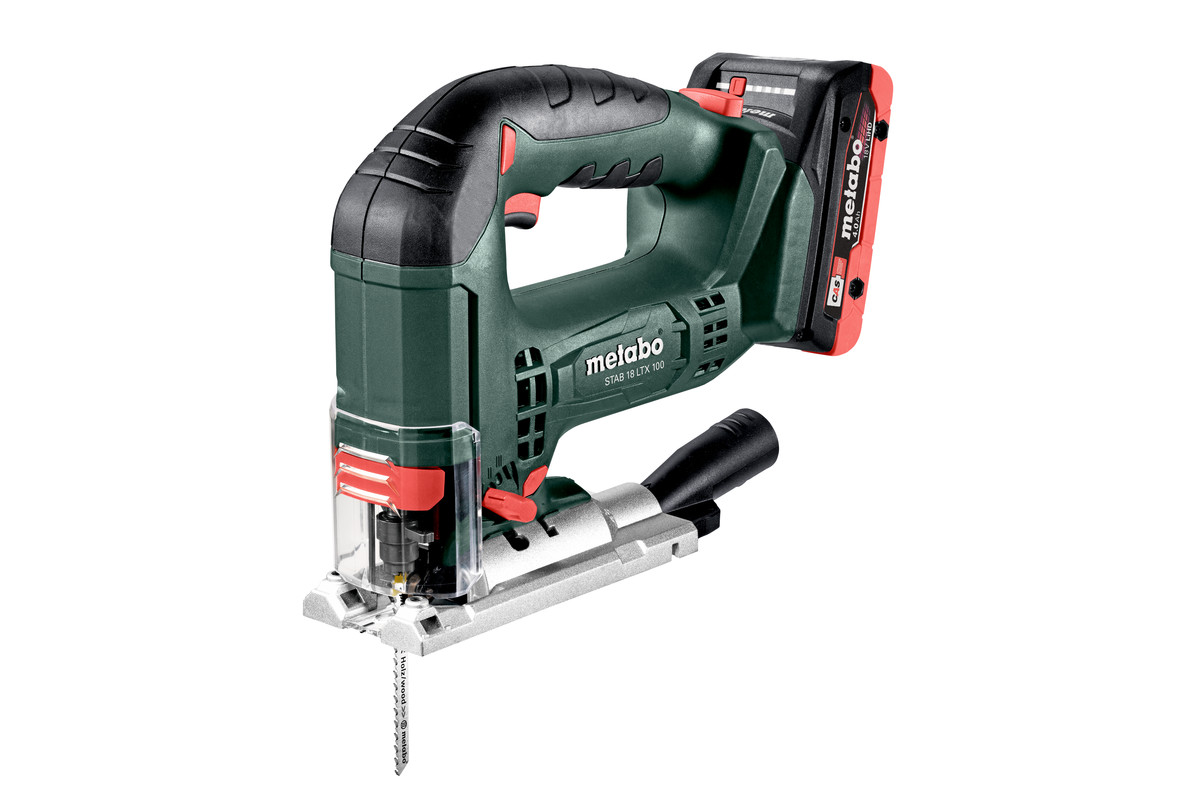 Аккумуляторный лобзик Metabo 18LTX100, маятниковый ход, аккумуляторный, регулировка частоты хода, сдув опилок, АКБ+З/У