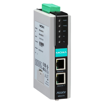 

Преобразователь MOXA MGATE MB3270, 2-портовый преобразователь Modbus RTU/ASCII (RS-232/422/485) в Modbus TCP в промышленном исполнении, серебристый/черный, MGATE MB3270