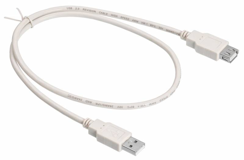 

Кабель-удлинитель USB(Am)-USB(Af), 75 см, белый, Buro (USB2.0-AM-AF-0,75M)