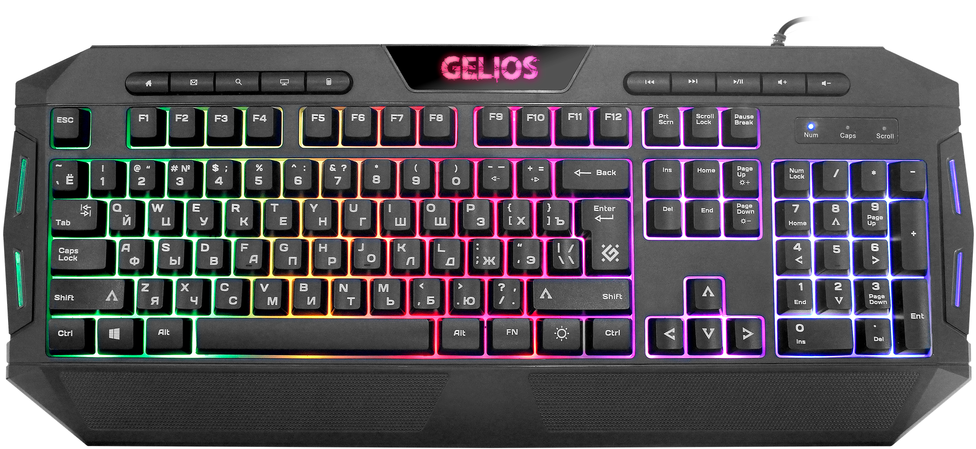 

Клавиатура проводная Defender GELIOS GK-174DL, мембранная, подсветка, USB, черный (45174), GELIOS GK-174DL