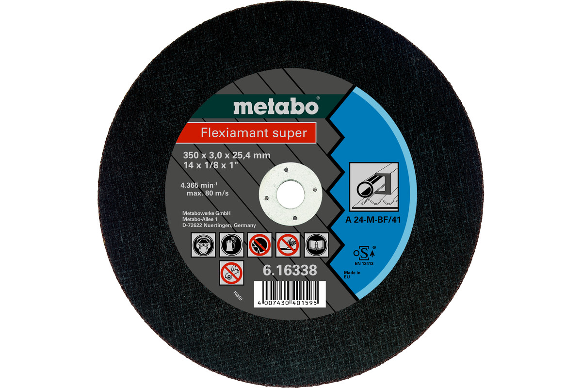 

Диск отрезной Metabo Flexiamant Super ⌀350ммx3мм x 25.4мм, прямой, по металлу, 1шт. (616338000), Flexiamant Super