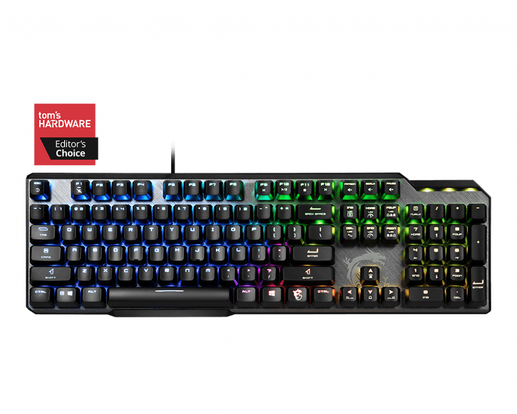 

Клавиатура проводная MSI VIGOR GK50 ELITE, механическая, Kailh Blue, подсветка, USB, черный/серый (S11-04RU226-CLA), VIGOR GK50 ELITE