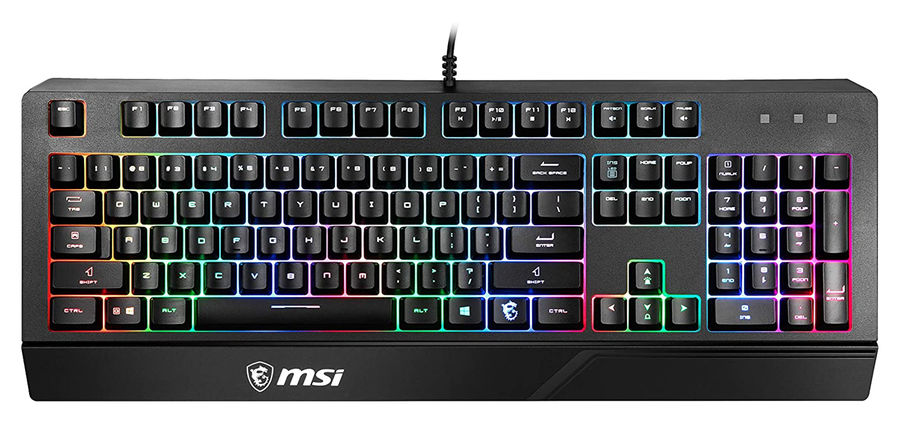 Клавиатура проводная MSI GK20 RU, мембранная, подсветка, USB, черный (1314844)