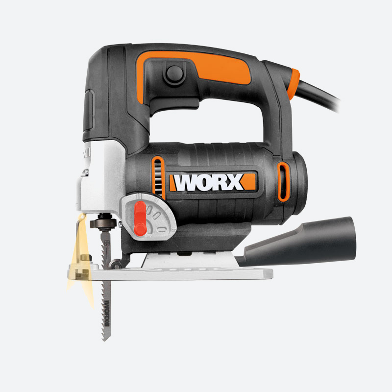 

Электролобзик WORX WX479, 750Вт, маятниковый ход, регулировка частоты хода, сдув опилок, - (-), WX479