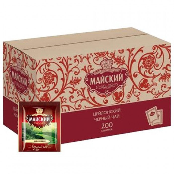 

Чай в пакетиках черный Майский Чай, 200шт.x2г (101009), нет данных