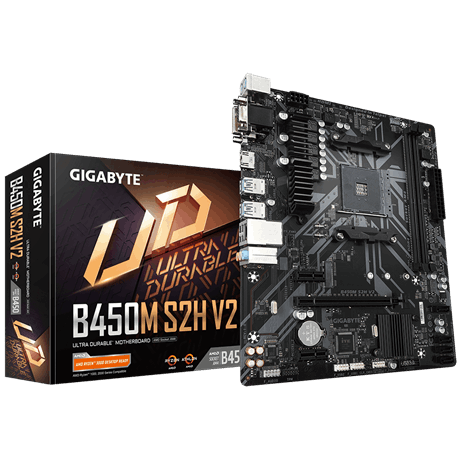 

Материнская плата GIGABYTE B450M S2H V2, SocketAM4, AMD B450, 2xDDR4, PCI-Ex16, 4SATA3, 7.1-ch, GLAN, 6USB 3.1, VGA, DVI, HDMI, mATX, Retail, B450M S2H V2