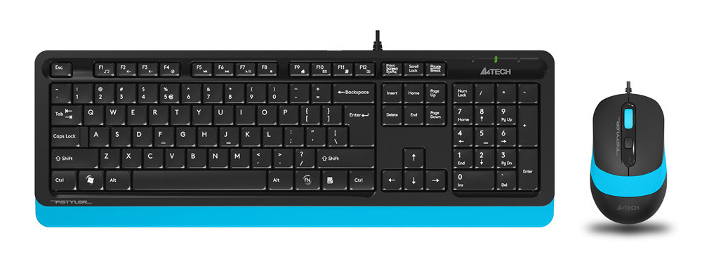 Клавиатура + мышь A4Tech Fstyler F1010, USB, черный/синий плохая упаковка, цвет черный/синий - фото 1