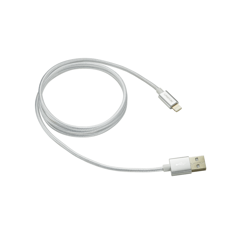 

Кабель USB-Lightning 8-pin, 1м, белый Canyon CFI-3 (CNE-CFI3PW), CFI-3