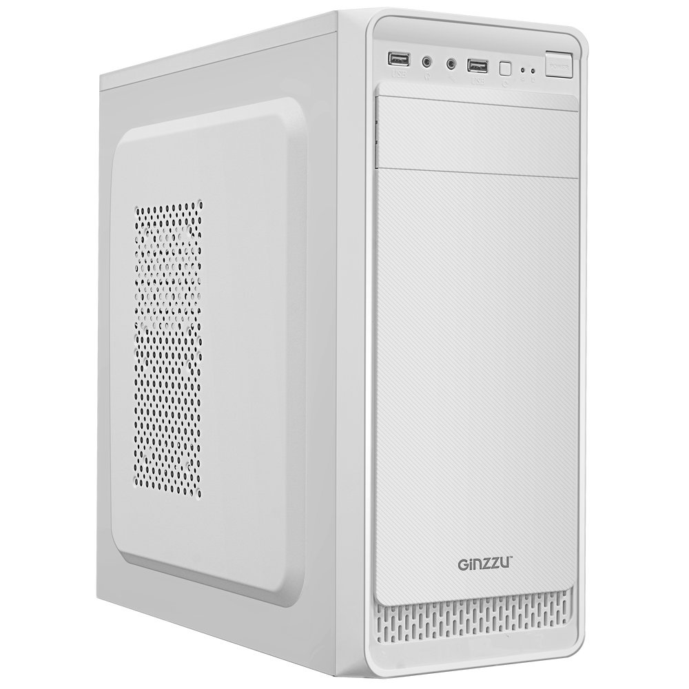 Корпус Ginzzu C195 , ATX, mATX, Midi-Tower, белый, Без БП